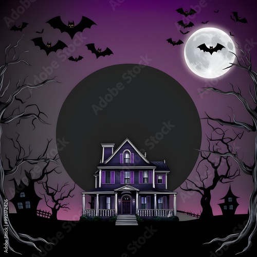 Ghostly Haunted House Halloween Card with Room for Text