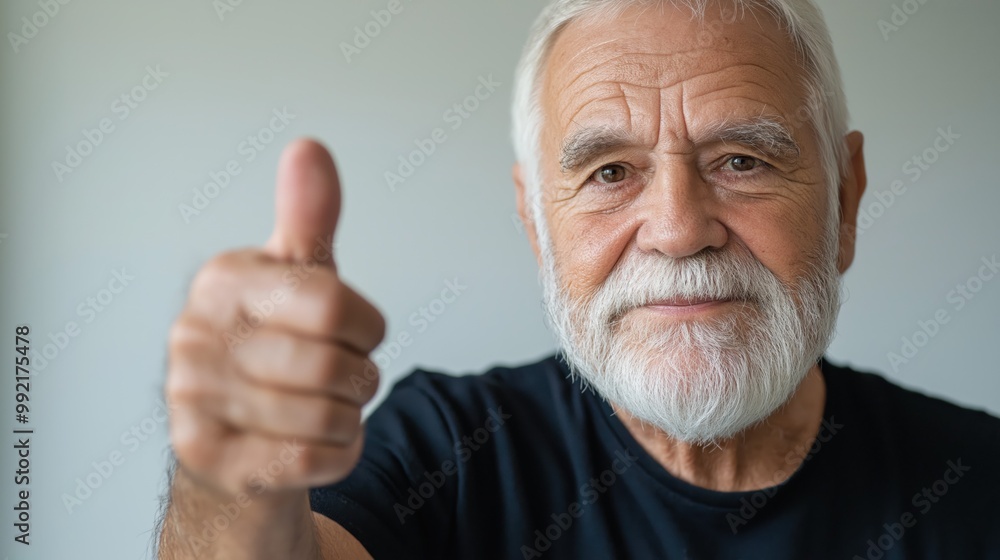 Cheerful Senior Man Making Thumbs Up Sign Cheerful Senior Man Making Thumbs Up Sign