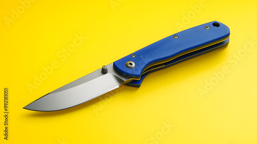 Utility Knife on Solid Yellow Background