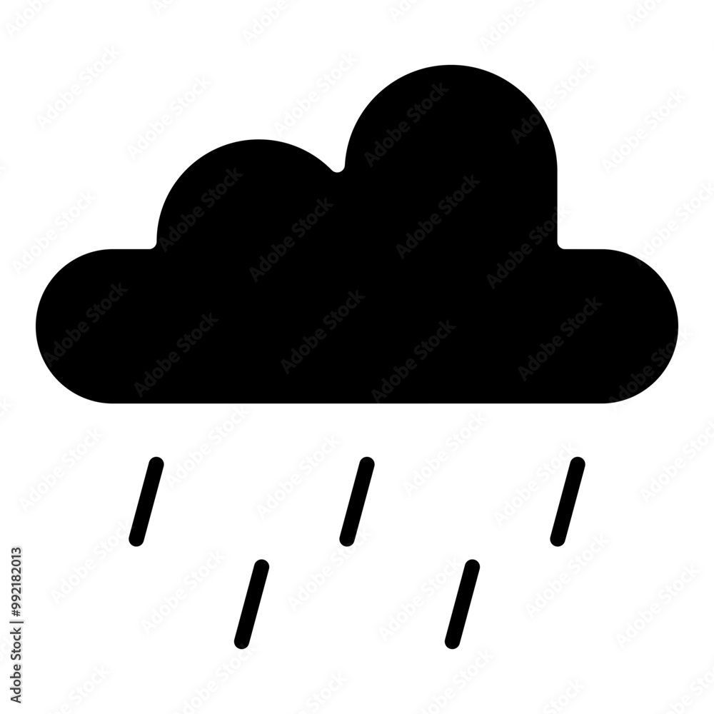 Cloud and rain glyph solid icon Cloud and rain glyph solid icon