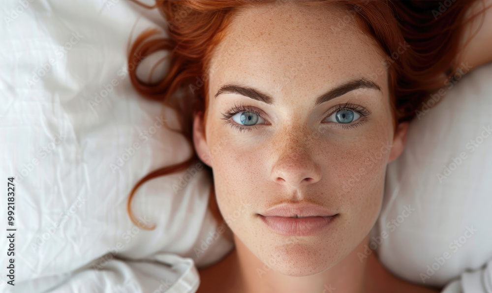 Close-Up Portrait of a Beautiful Redheaded Woman with Blue Eyes Close-Up Portrait of a Beautiful Redheaded Woman with Blue Eyes