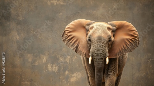 A solitary elephant standing majestically on a , showcasing its textured skin and large ears