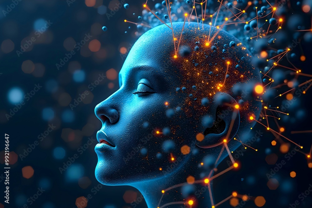A digital face with intricate patterns symbolizes artificial intelligence and technology, representing innovation, machine learning, and the future of human-computer interaction. A digital face with intricate patterns symbolizes artificial intelligence and technology, representing innovation, machine learning, and the future of human-computer interaction.