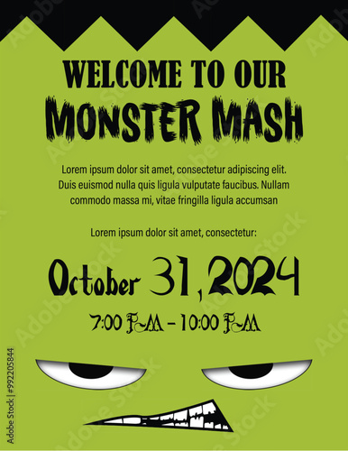 Halloween Party Monster Mash Flyer Template for Invitation or Announcement - Holiday Design Vector Graphic