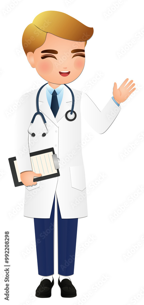 full body length cartoon character men doctor wears white coat at Hospital for healthcare services full body length cartoon character men doctor wears white coat at Hospital for healthcare services