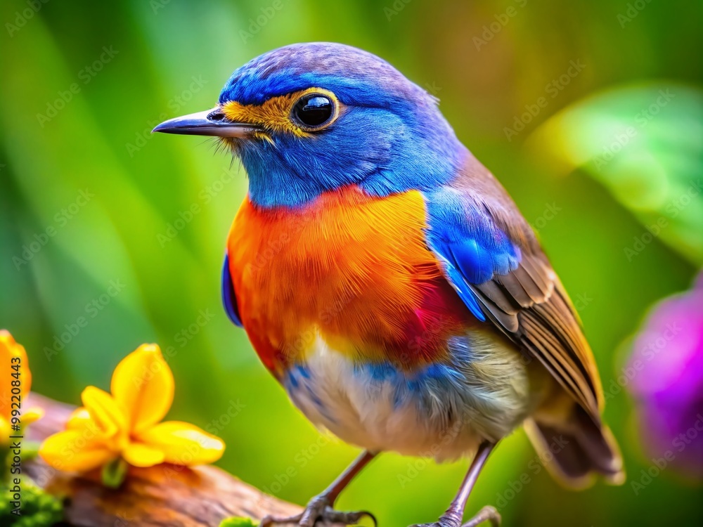 Obraz premium Adorable Bird Desktop Wallpaper Featuring Vibrant Colors and Charming Details for Nature Lovers