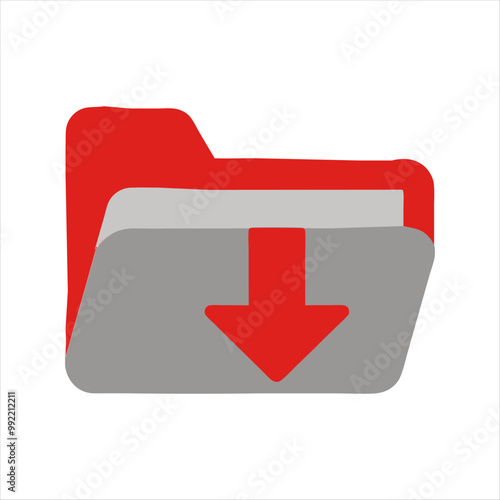 "Minimalist File Folder Icon with Bold Downward Arrow | Modern Vector for Downloads & File Management 