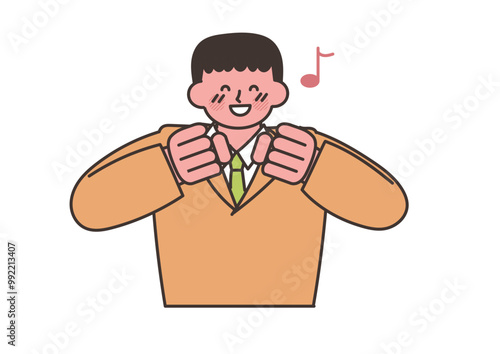嬉しそうな男子学生