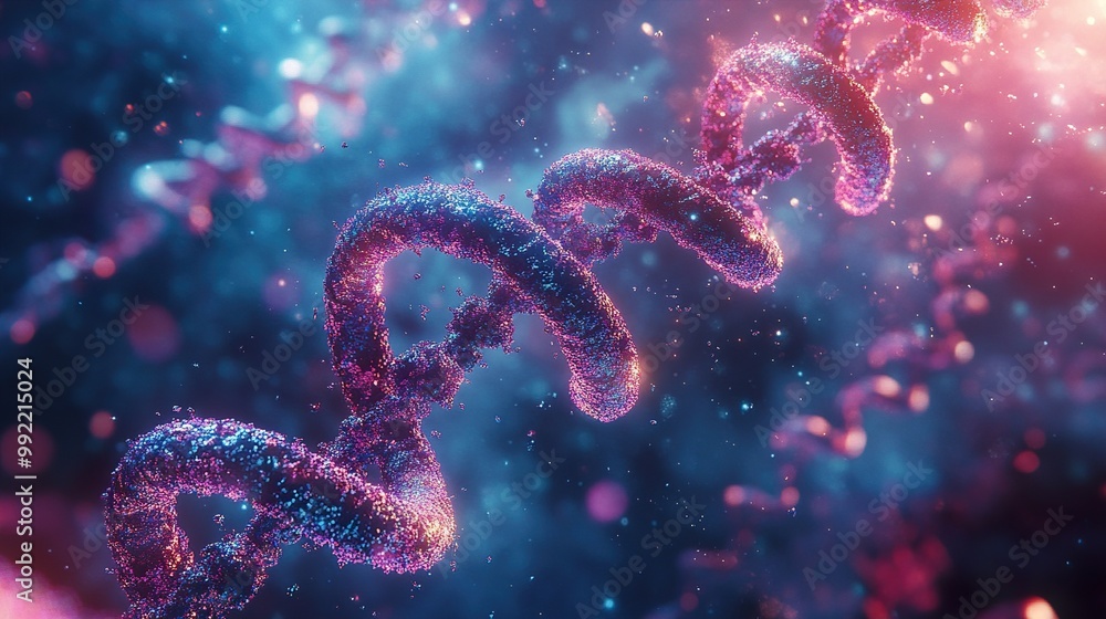 Abstract DNA Helix: A Glowing 3D Render of Genetic Code Abstract DNA Helix: A Glowing 3D Render of Genetic Code