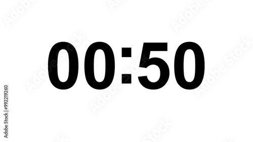 55 seconds countdown timer on black background photo