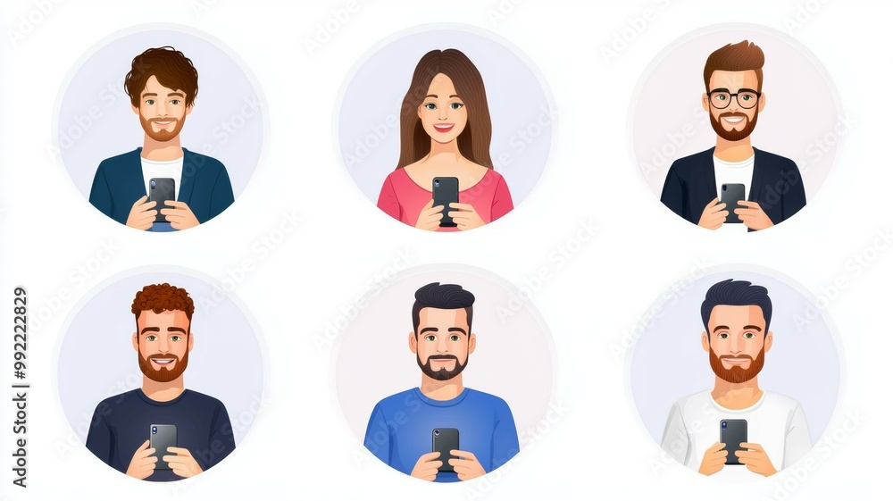 A group of people are holding cell phones in a circle A group of people are holding cell phones in a circle