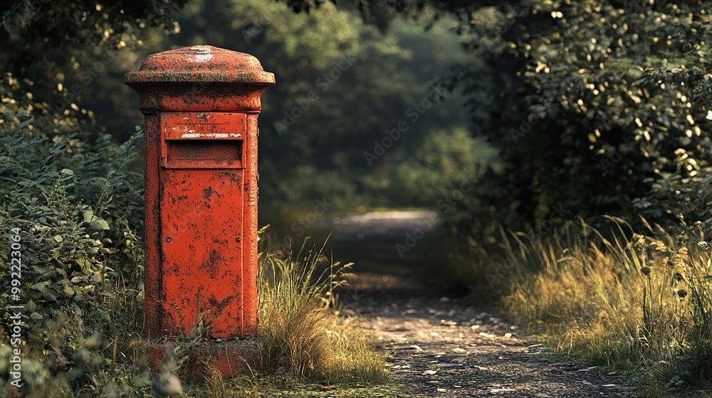 Red Post Box in a Country Lane Red Post Box in a Country Lane