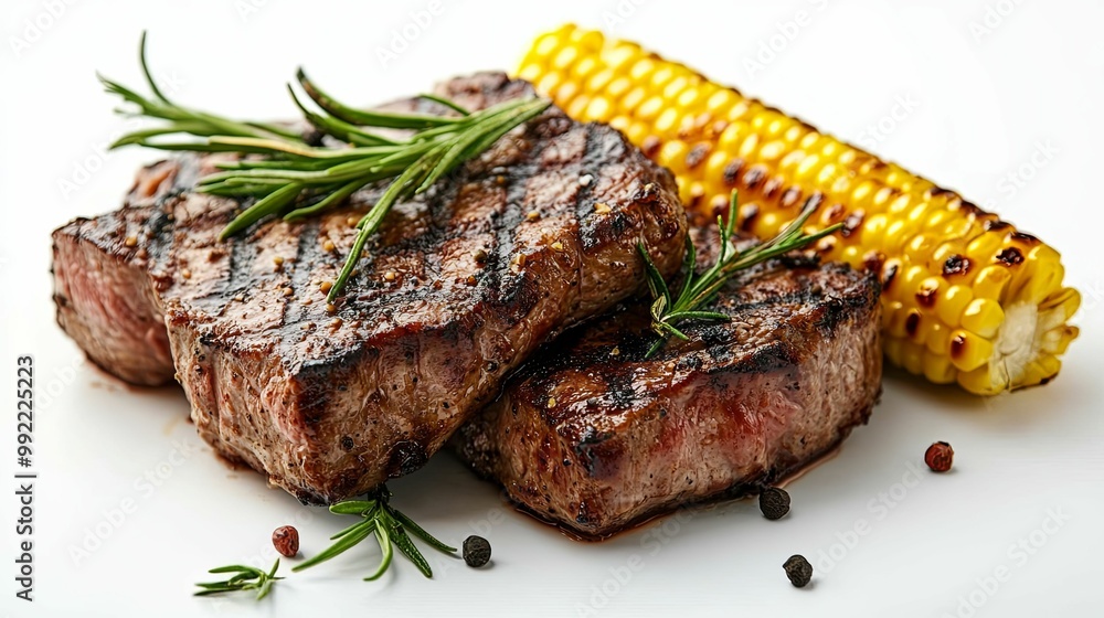Grilled Steak with Corn on the Cob and Rosemary Grilled Steak with Corn on the Cob and Rosemary