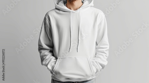 Wallpaper Mural White Hoodie Mockup with Hands in Pockets Torontodigital.ca