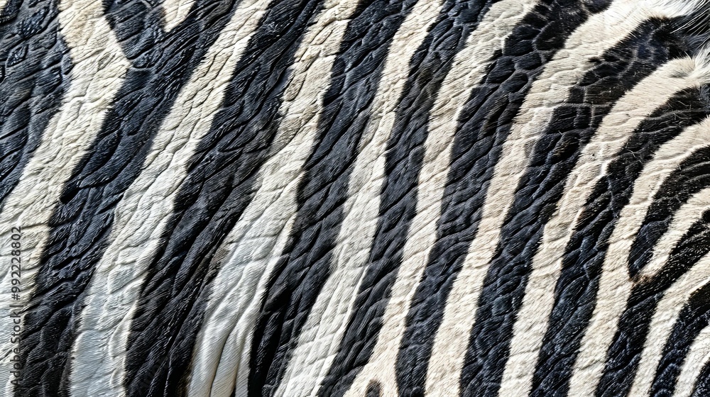Close-up of a Zebra's Black and White Stripes with Visible Fur Close-up of a Zebra's Black and White Stripes with Visible Fur