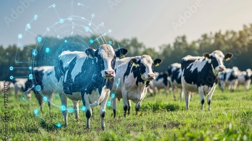 Smart Farming with Digital Technology and Cows in Field