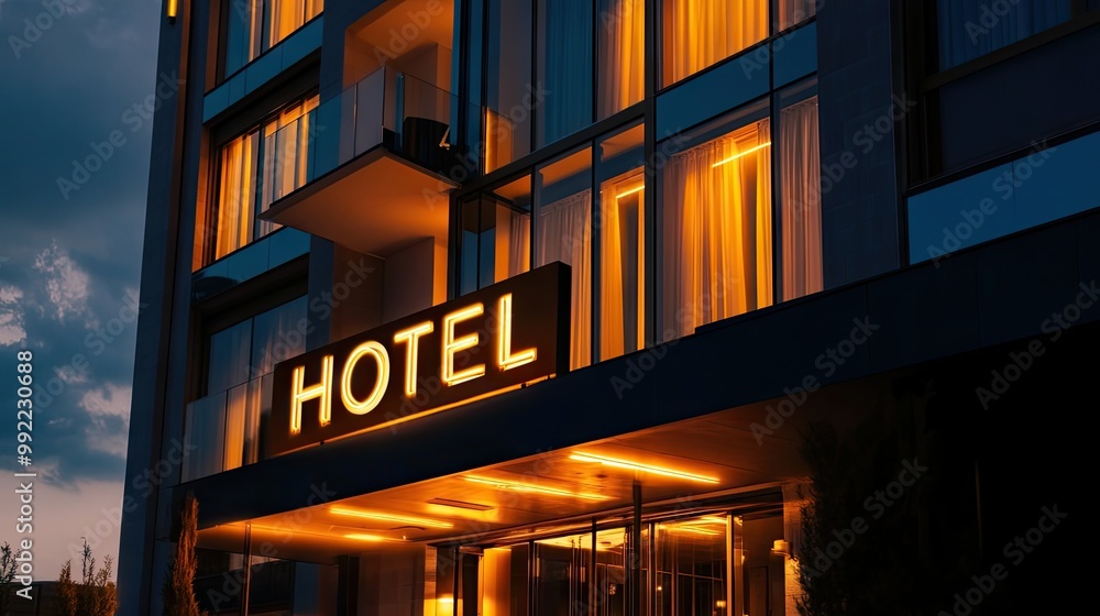 Obraz premium A luxury hotel with an illuminated 