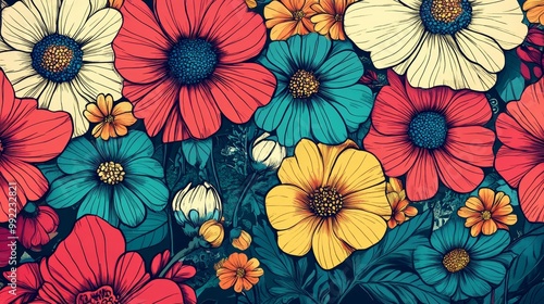 Wallpaper Mural Colorful Floral Pattern Background Illustration Torontodigital.ca