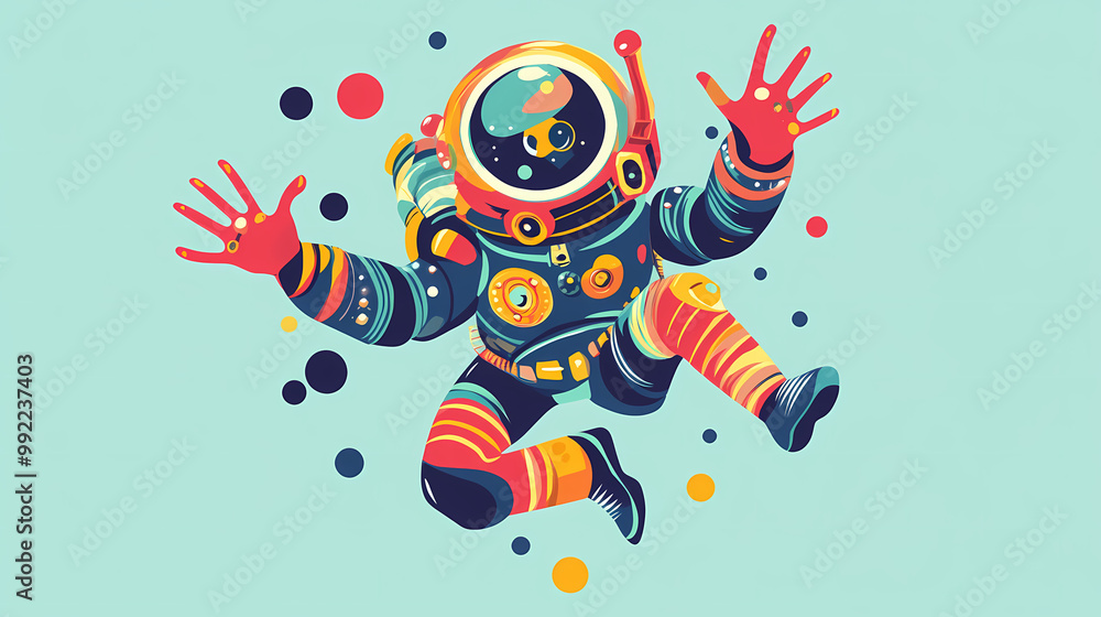 Colorful cartoon depiction of a cyclops alien astronaut in a flat design style. Cyclops. Illustration Colorful cartoon depiction of a cyclops alien astronaut in a flat design style. Cyclops. Illustration