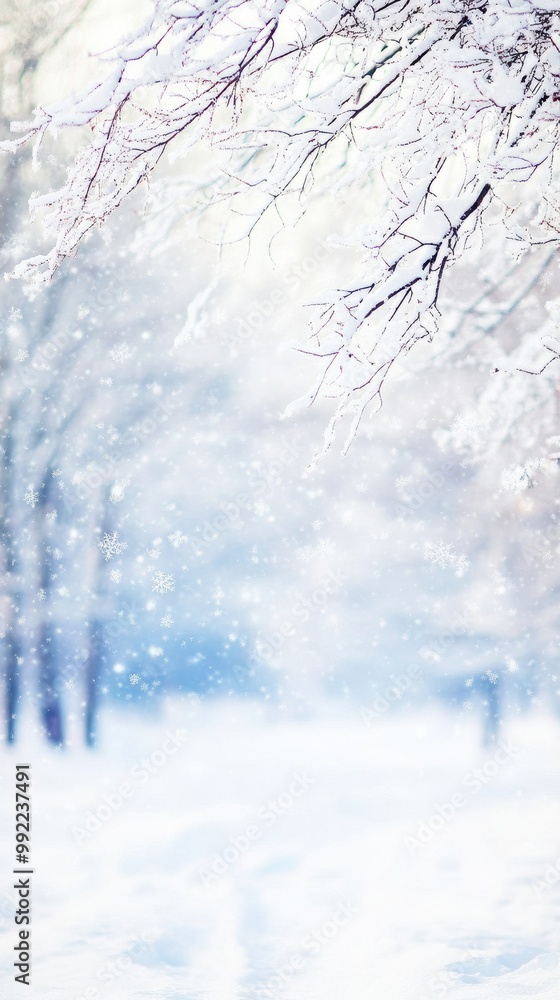 Serene Winter Scene with Snowy Trees Serene Winter Scene with Snowy Trees