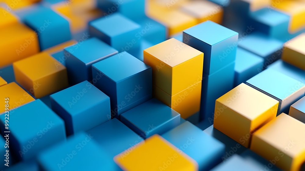 Vibrant blocks image showcasing bright yellow and blue box design Vibrant blocks image showcasing bright yellow and blue box design