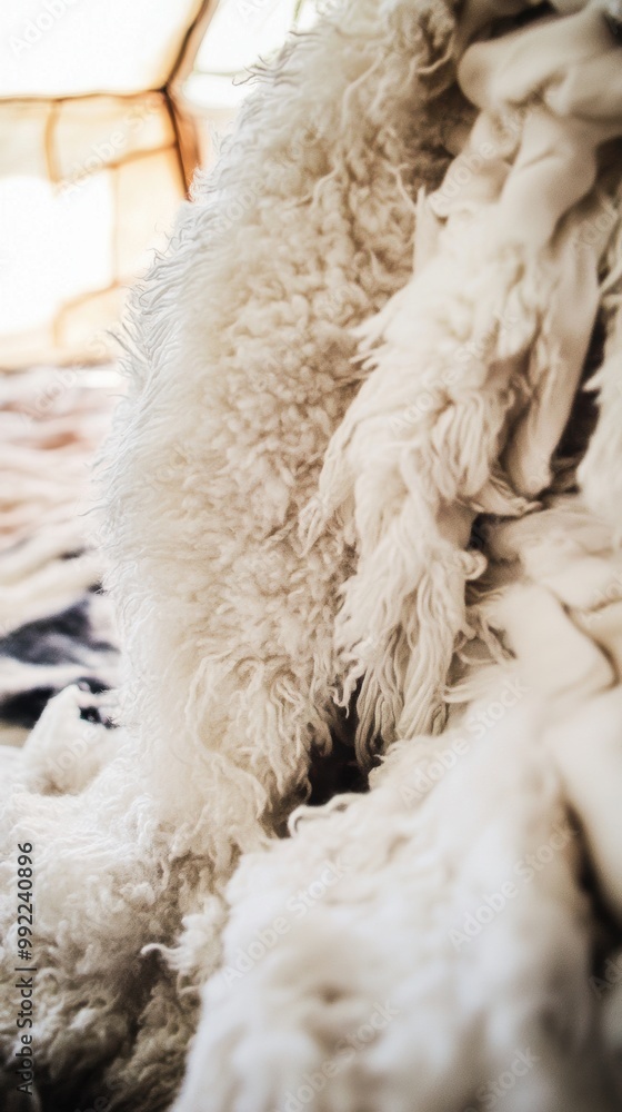Textured Fabric Close-Up with Soft, Fluffy Details Textured Fabric Close-Up with Soft, Fluffy Details