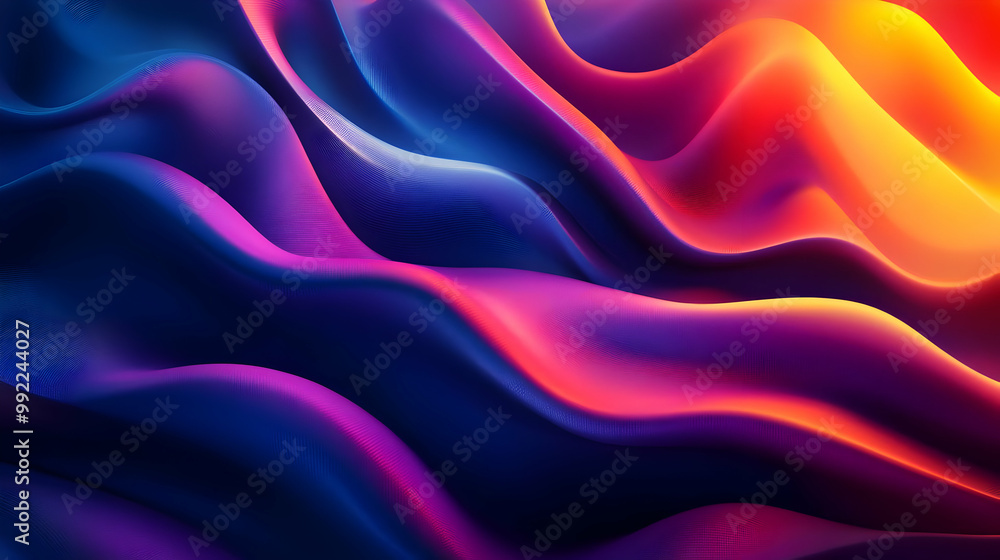 Abstract Wavy Gradient Background with Blue, Purple, Orange, and Yellow Colors Abstract Wavy Gradient Background with Blue, Purple, Orange, and Yellow Colors