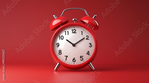 Red Alarm Clock on a Red Background