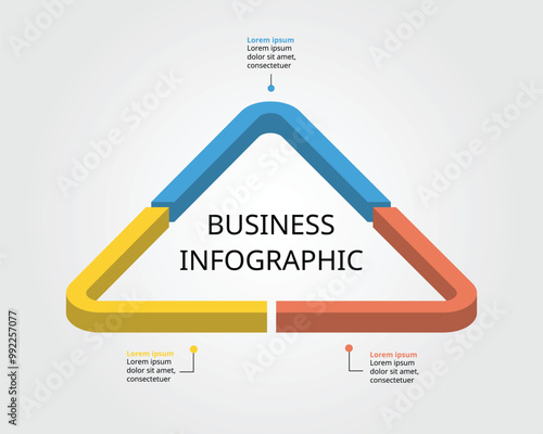 triangle chart template for infographic for presentation for 3 element