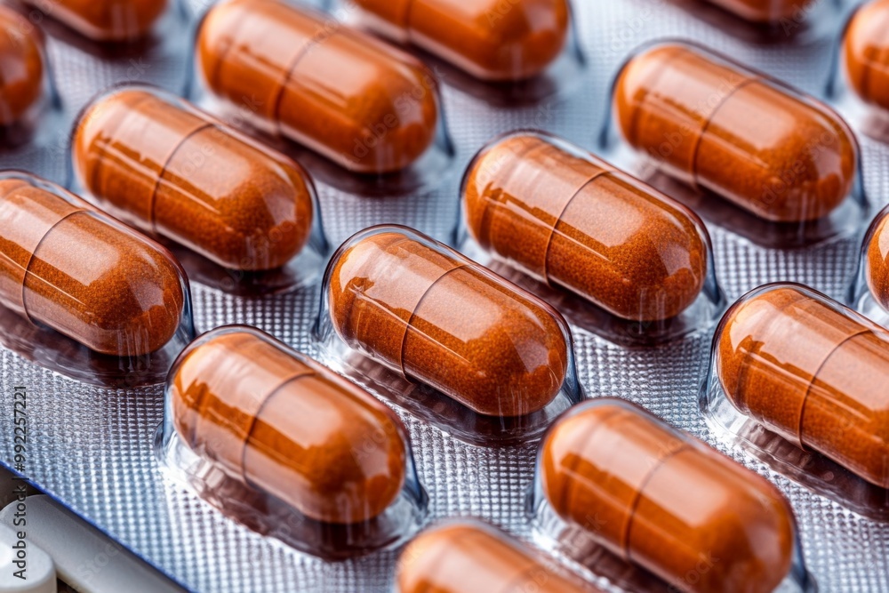 A close-up of prescription pills in a blister pack, representing the precision of pharmaceutical packaging A close-up of prescription pills in a blister pack, representing the precision of pharmaceutical packaging