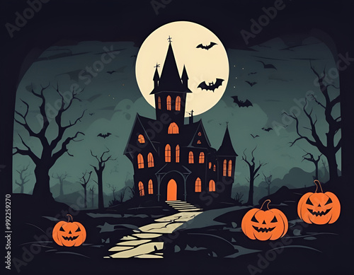 halloween background with pumpkin, halloween background with pumpkins, halloween background with pumpkin and bats photo