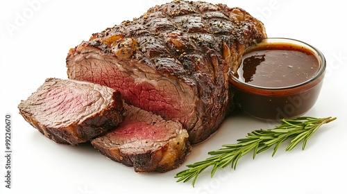 Sliced Roasted Beef with Rosemary and Gravy