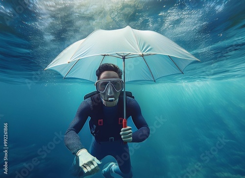 Diving with umbrella