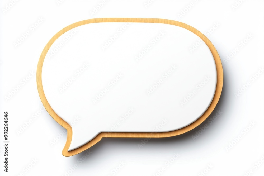 Speech bubble with white interior and orange outline, white isolated background Speech bubble with white interior and orange outline, white isolated background