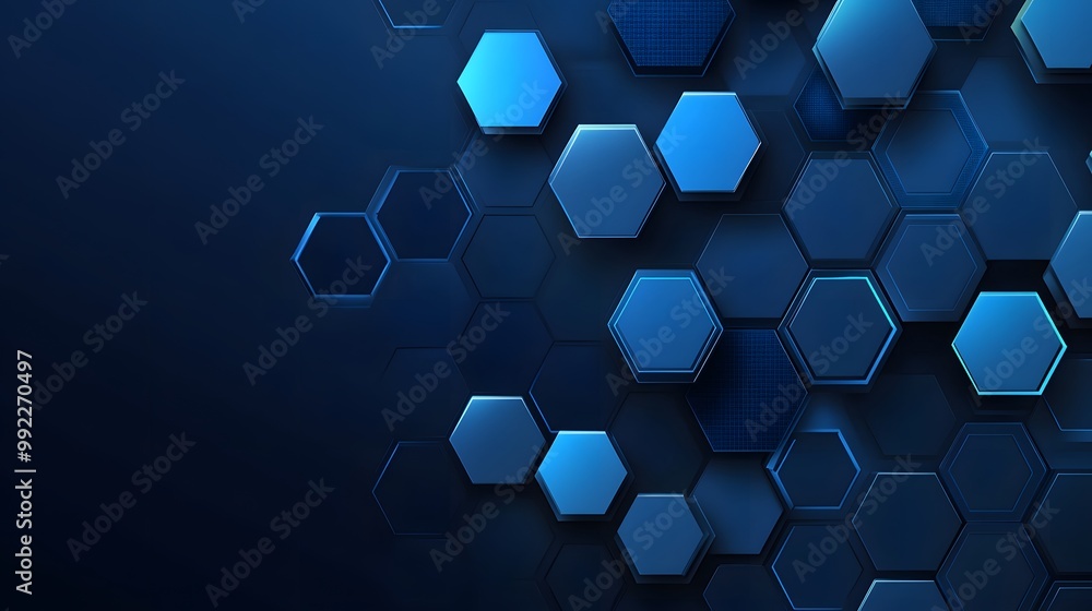 Abstract 3D Hexagon Pattern in Blue Tones Abstract 3D Hexagon Pattern in Blue Tones