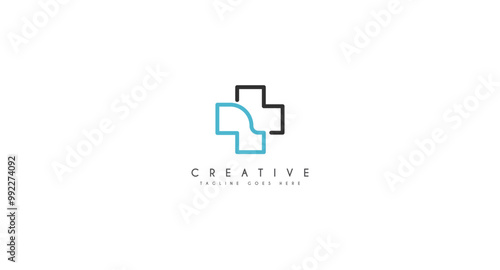 Simple Medical Cross Healthcare Logo. Blue and Green Geometric Shapes. Usable for Corporate branding Identity that related with Flat health, medicine, hospital, doctor, pharmacy, clinic, aid, etc