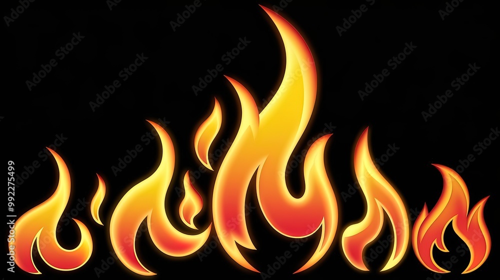 Fire flame realistic set of small and big bright elements on black background isolated. made with generative Ai Fire flame realistic set of small and big bright elements on black background isolated. made with generative Ai