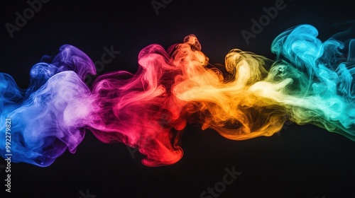Wallpaper Mural A stunning display of colorful smoke swirling against a black background, creating an enchanting visual experience.  Torontodigital.ca