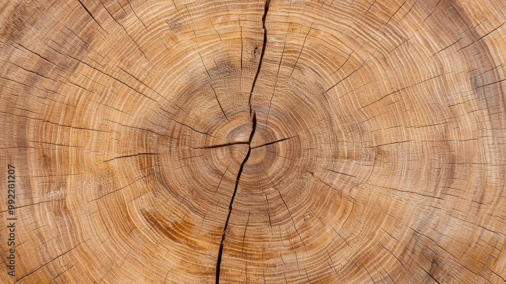 Naklejka premium The image is of a large piece of wood with a hole in the middle