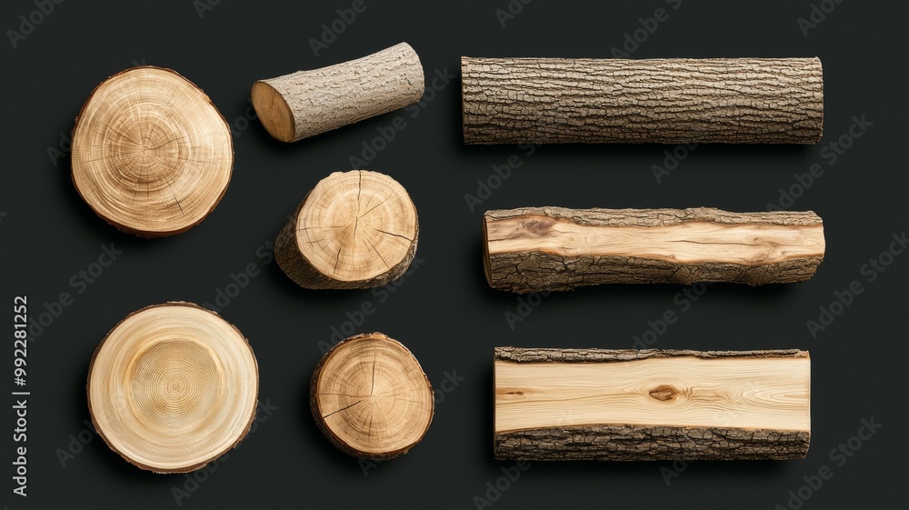 A collection of wood logs with varying sizes and shapes A collection of wood logs with varying sizes and shapes
