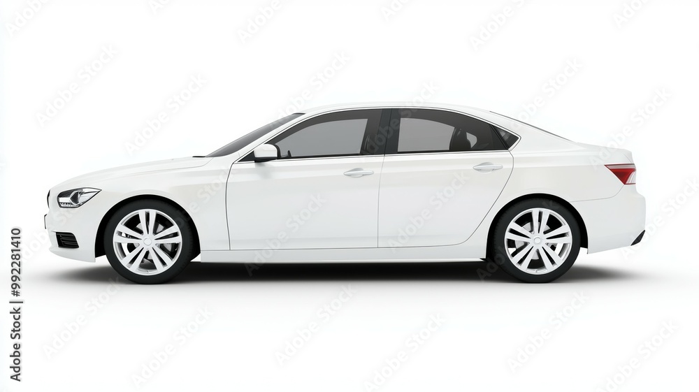 A white car with a black stripe on the back A white car with a black stripe on the back