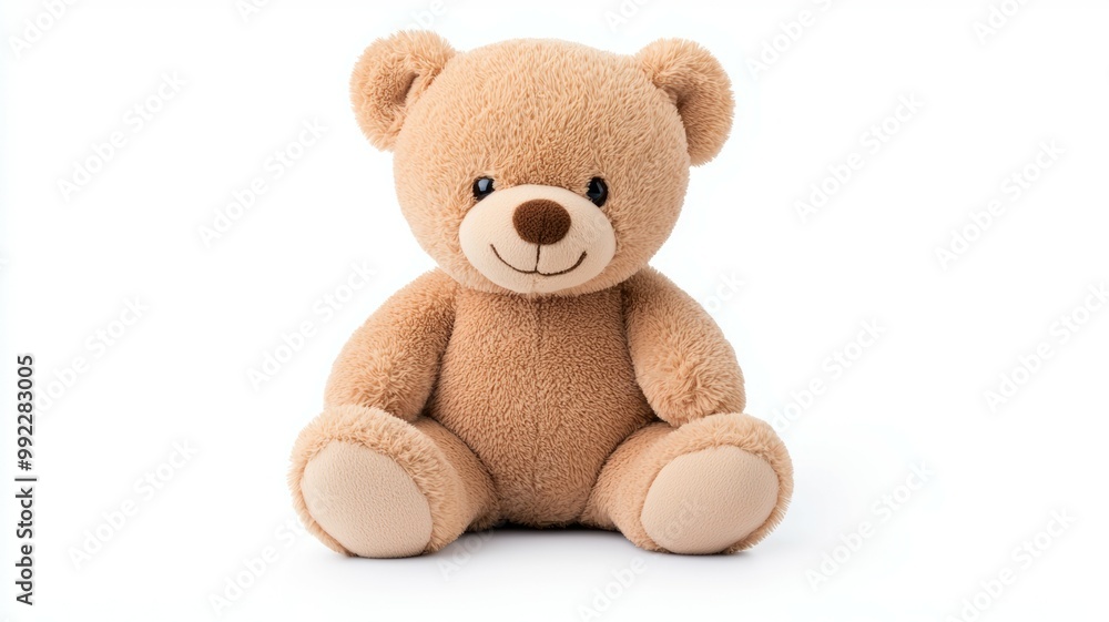 Obraz premium A teddy bear is sitting on a white background