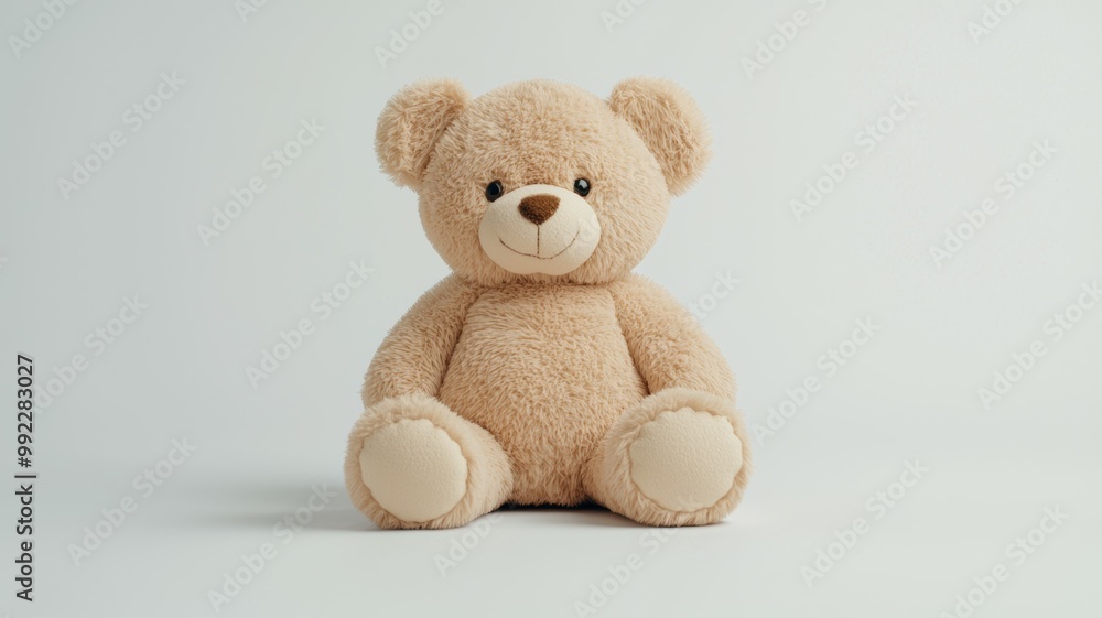 A teddy bear is sitting on a white background A teddy bear is sitting on a white background