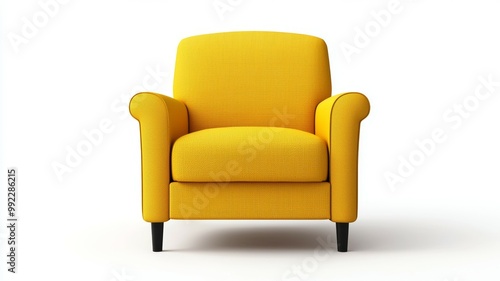 A yellow chair with a striped pattern