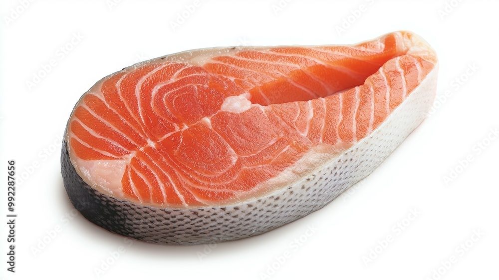 A piece of salmon with a white background A piece of salmon with a white background