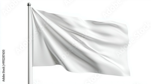 A white flag is blowing in the wind