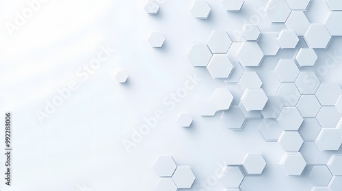 Vector banner design, white background with hexagon pattern.