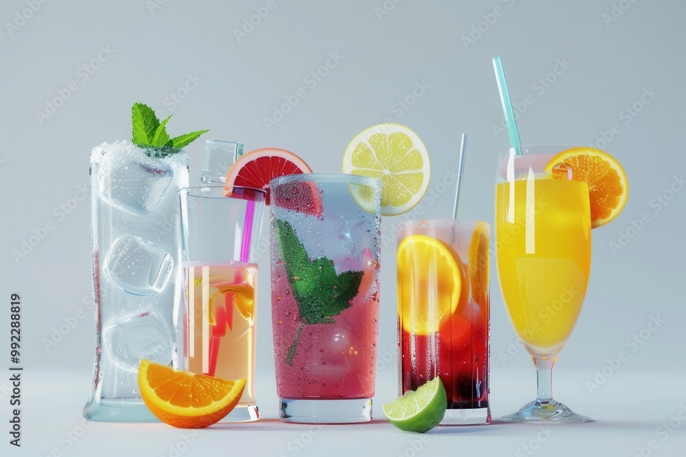 Vibrant Animated Drinks. High Detail Drink Concept Vibrant Animated Drinks. High Detail Drink Concept