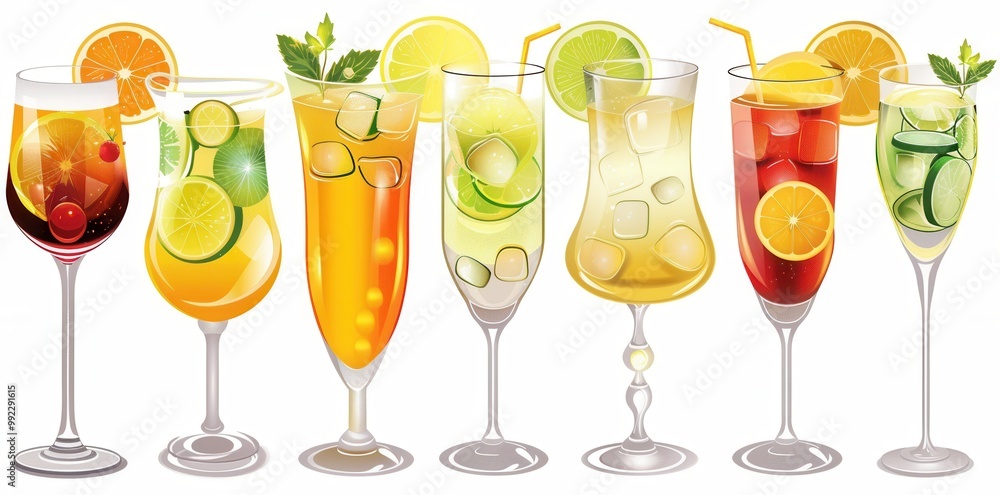 Variety of Refreshing Drinks. High detailed drink concept Variety of Refreshing Drinks. High detailed drink concept