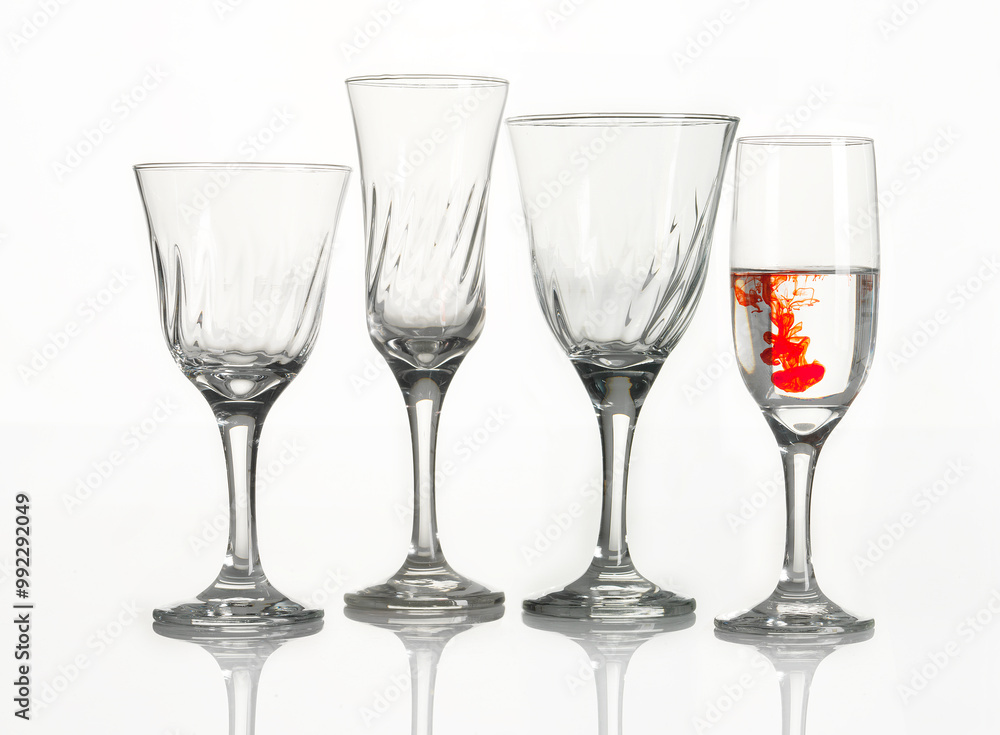 glasses with wine and champagne glasses with wine and champagne
